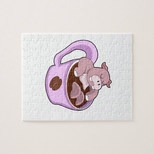 Hippo mit Kaffee-Cup Puzzle (Horizontal)