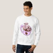 Hippo mit Kaffee-Cup Sweatshirt (Vorne ganz)