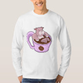 Hippo mit Kaffee-Cup T-Shirt (Vorderseite)