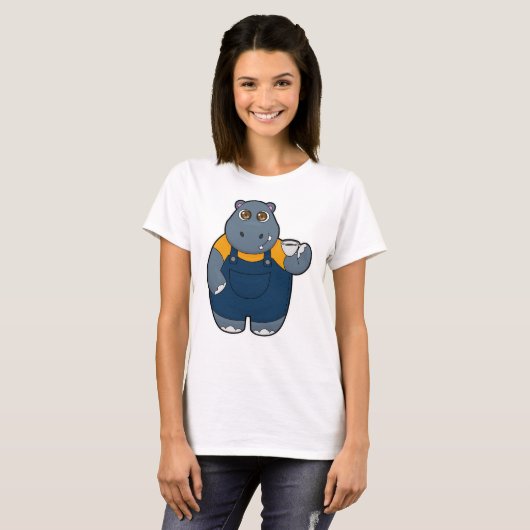 Hippo mit Kaffee-Cup T-Shirt (Vorne ganz)
