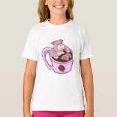 Hippo mit Kaffee-Cup T-Shirt (Vorderseite)