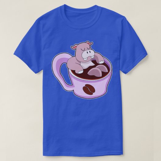 Hippo mit Kaffee-Cup T-Shirt (Design vorne)