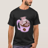 Hippo mit Kaffee-Cup T-Shirt (Vorderseite)