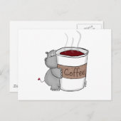 Hippo mit Kaffee Postkarte (Vorne/Hinten)