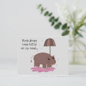 Hippo mit Regenschirm Postkarte (Stehend Vorderseite)