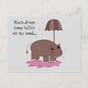 Hippo mit Regenschirm Postkarte