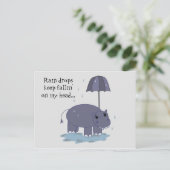 Hippo mit Regenschirmspass Postkarte (Stehend Vorderseite)