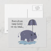 Hippo mit Regenschirmspass Postkarte (Vorne/Hinten)