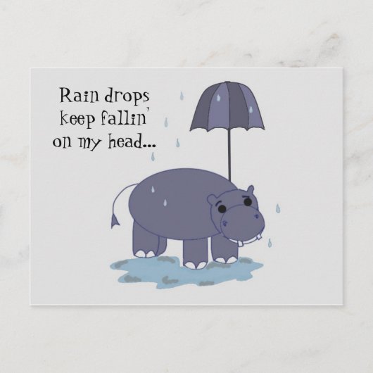 Hippo mit Regenschirmspass Postkarte (Vorderseite)
