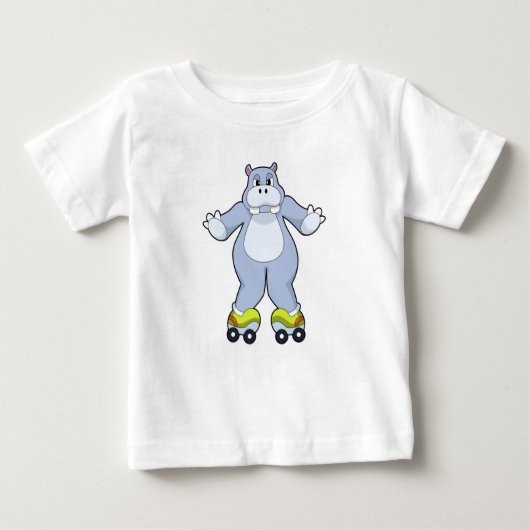 Hippo mit Roller-Skaten Baby T-shirt (Vorderseite)