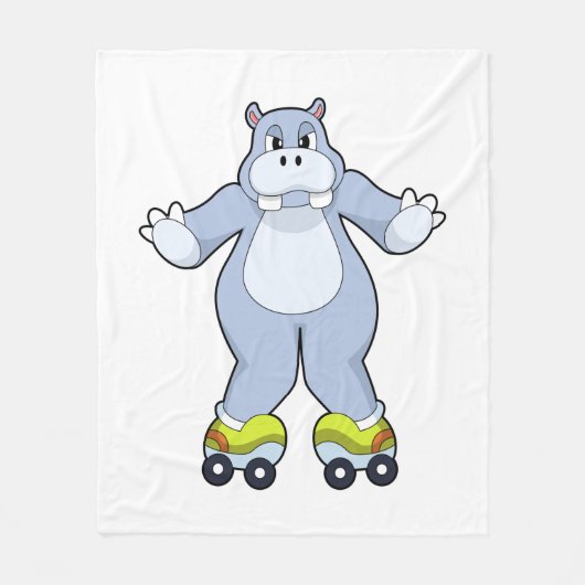 Hippo mit Roller-Skaten Fleecedecke (Vorderseite)