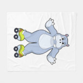 Hippo mit Roller-Skaten Fleecedecke (Vorderseite (Horizontal))