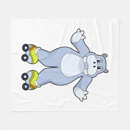 Hippo mit Roller-Skaten Fleecedecke (Vorderseite (Horizontal))