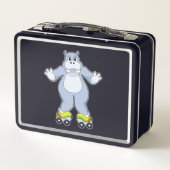 Hippo mit Roller-Skaten Metall Brotdose (Rückseite)