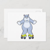 Hippo mit Roller-Skaten Postkarte (Vorne/Hinten)