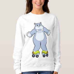 Hippo mit Roller-Skaten Sweatshirt