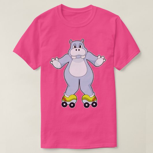 Hippo mit Roller-Skaten T-Shirt (Design vorne)