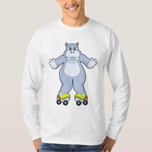 Hippo mit Roller-Skaten T-Shirt