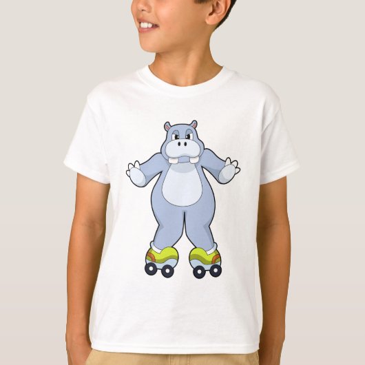 Hippo mit Roller-Skaten T-Shirt (Vorderseite)