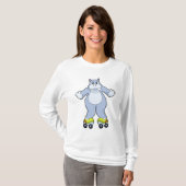 Hippo mit Roller-Skaten T-Shirt (Vorne ganz)