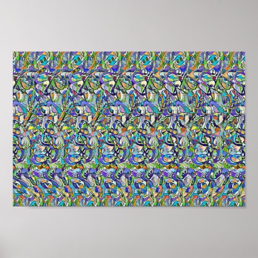 Hippo mit Schirm - Versteckter 3D-Druck Poster (Vorne)