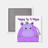Hippo mit Schmetterlingen Magnet (Vorderseite/Rückseite)