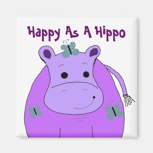 Hippo mit Schmetterlingen Magnet (Vorne)