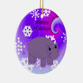 Hippo mit Schneeflocken Keramik Ornament (Rechts)