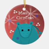 Hippo mit Snowflake Design Keramik Ornament (Vorne)