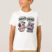 Hippo Moo Deng Spaß mit Moo Cow T-Shirt (Vorderseite)