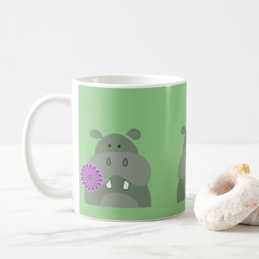 Hippo Mununing eine Blume Spaß Kaffeetasse (Mit Donut)