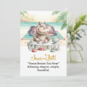 Hippo Ocean Breeze Tea Hour Invitation Einladung (Stehend Vorderseite)