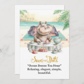 Hippo Ocean Breeze Tea Hour Invitation Einladung (Vorne/Hinten)