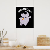 Hippo-Party-mus Funny Animal Hippo Pun Dark BG Poster (Küche)