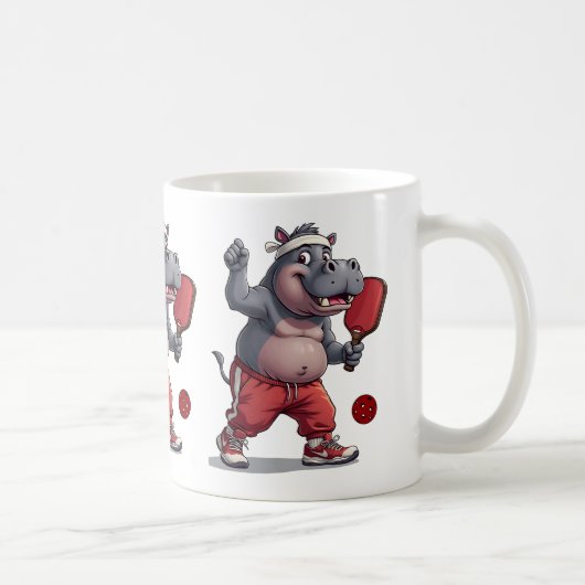 Hippo Pickleball, Funny Hippopotamus Kaffeetasse (Rechts)