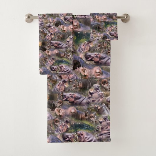 Hippo Picture Collarge, Badhandtuch Set (Insitu)