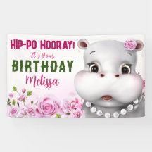 Hippo Pink Floral Girl Geburtstag