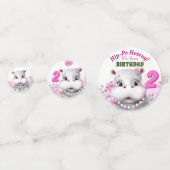 Hippo Pink Floral Girl Geburtstag Konfetti (Rückseiten)