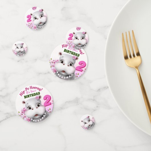 Hippo Pink Floral Girl Geburtstag Konfetti (Gruppe)