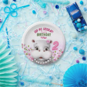 Hippo Pink Floral Girl Geburtstag Pappteller (Party)