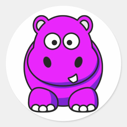 Hippo Pink Runder Aufkleber (Vorderseite)