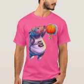 Hippo Playing Basketball Cool Funny Hippos Basketb T-Shirt (Vorderseite)