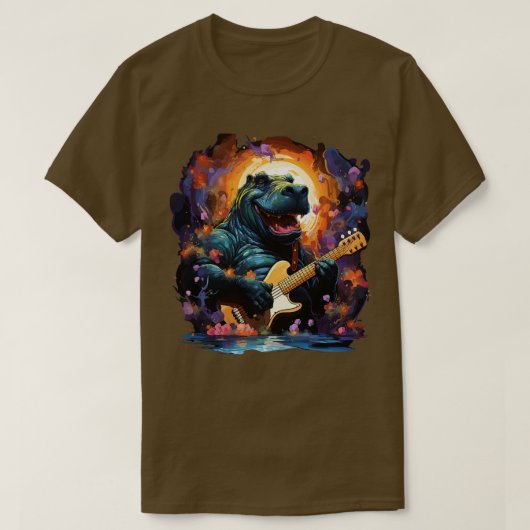 Hippo Playing Guitar T-Shirt (Design vorne)