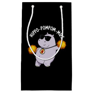 Hippo-pompom-mus Funny Animal Hippo Pun Dark BG Kleine Geschenktüte
