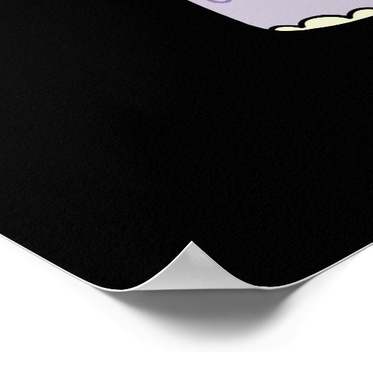 Hippo-pompom-mus Funny Animal Hippo Pun Dark BG Poster (Ecke)