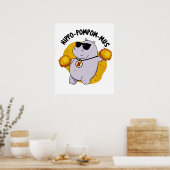 Hippo-pompom-mus Funny Animal Hippo Pun Poster (Küche)