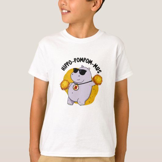 Hippo-pompom-mus Funny Animal Hippo Pun T-Shirt (Vorderseite)