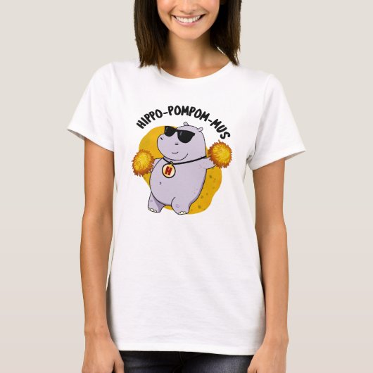 Hippo-pompom-mus Funny Animal Hippo Pun T-Shirt (Vorderseite)
