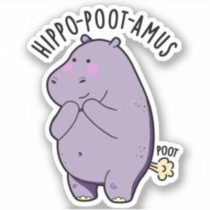Hippo-poot-amus Funny Farting Hippo Pun Aufkleber