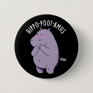 Hippo-poot-amus Funny Farting Hippo Pun Dark BG Button